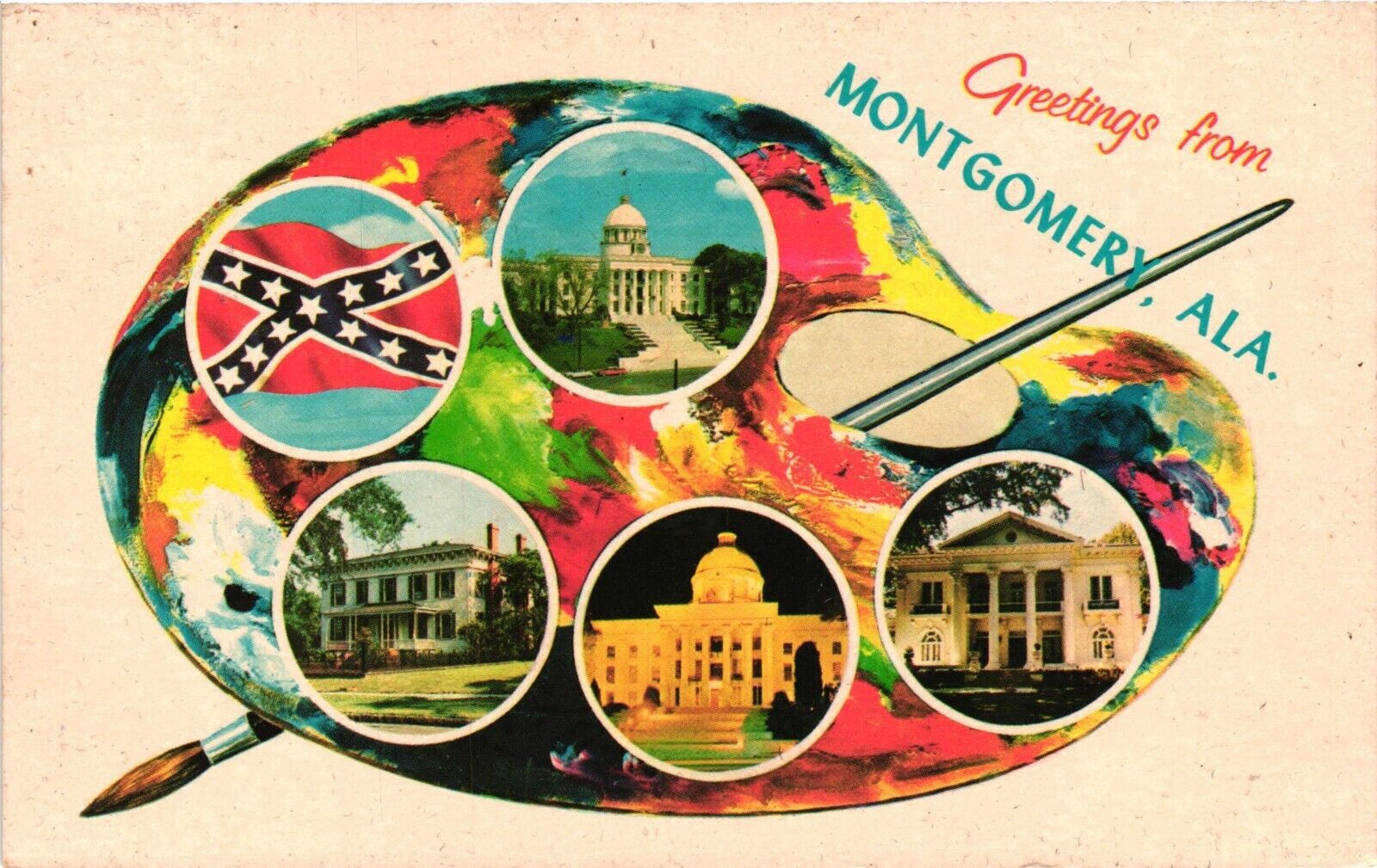 Greetings From Montgomery Alabama AL Vintage Postcard Unposted C1950