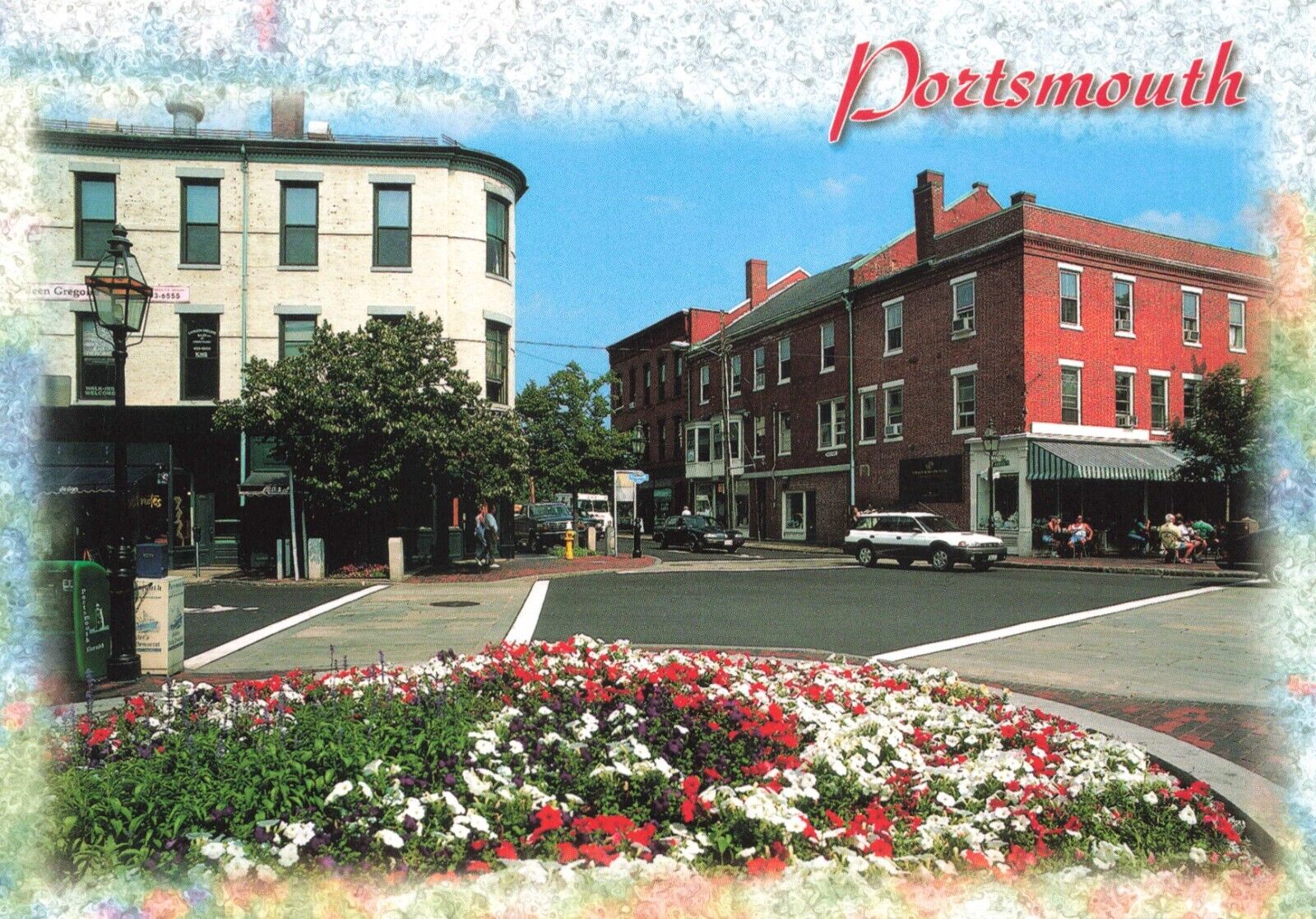 Postcard NH Portsmouth Automobiles Intersection Street View Rockingham County