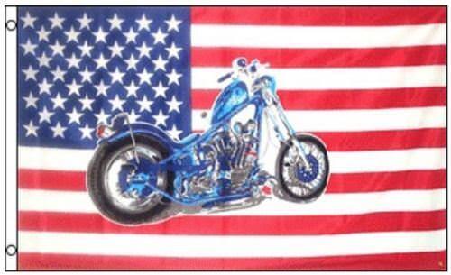 USA Patriotic Blue Motorcycle Polyester 3x5 Foot Flag Bike Chopper American US