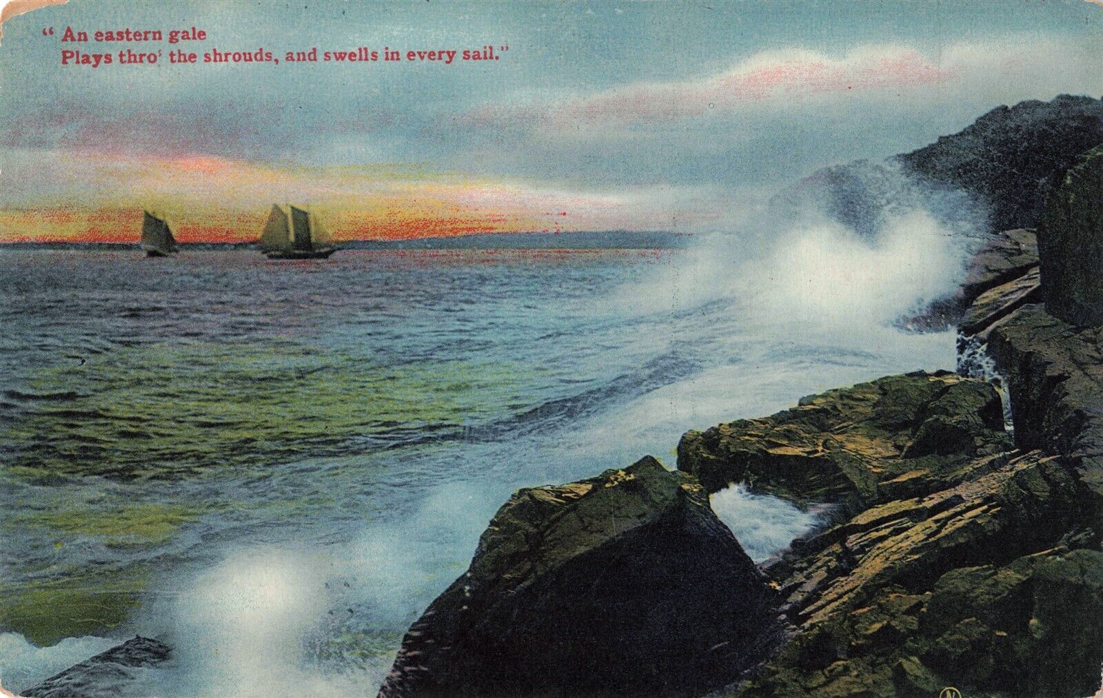 Sailing Boats off Shore Line Newfoundland Canada c1906 Postcard D593
