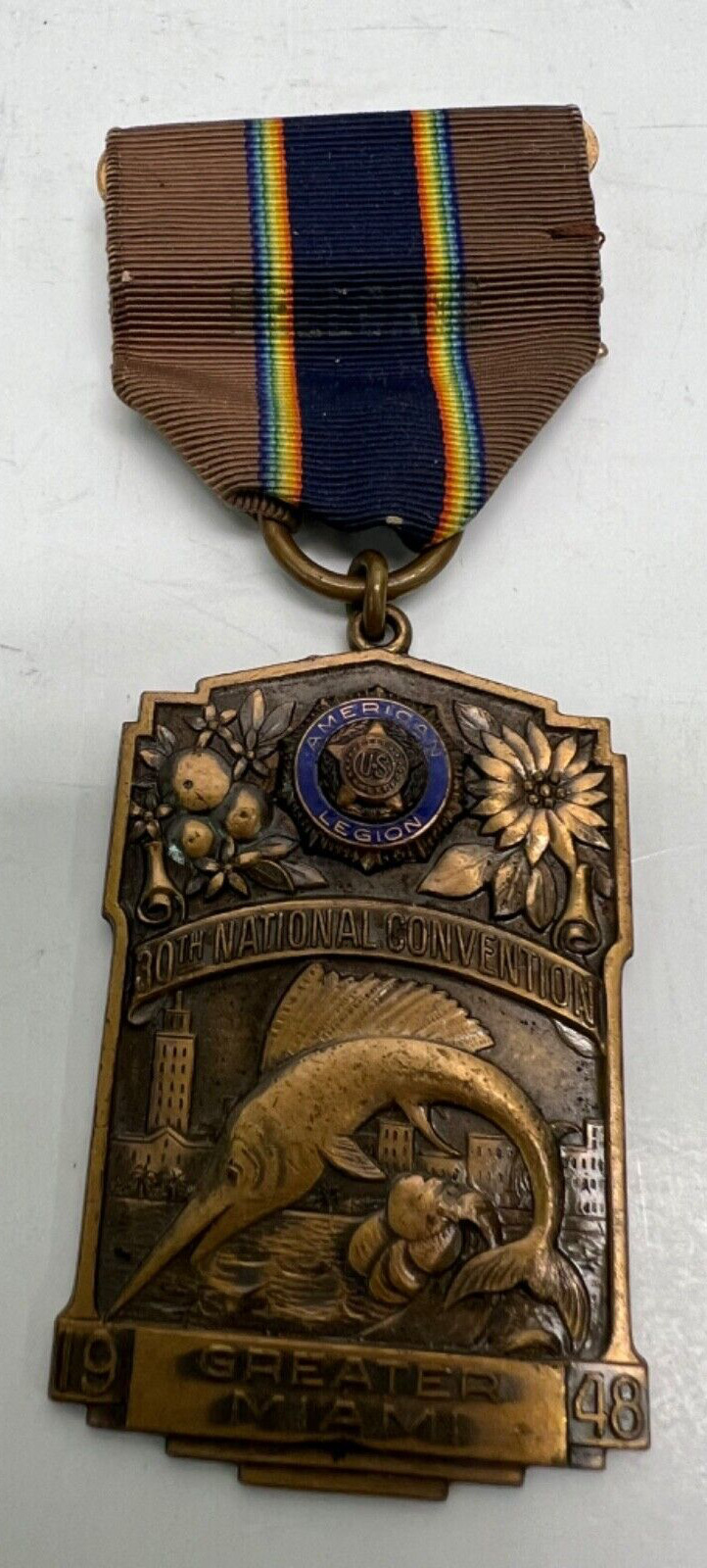 1948 greater miami americam legion 30th national convention pendant/medal