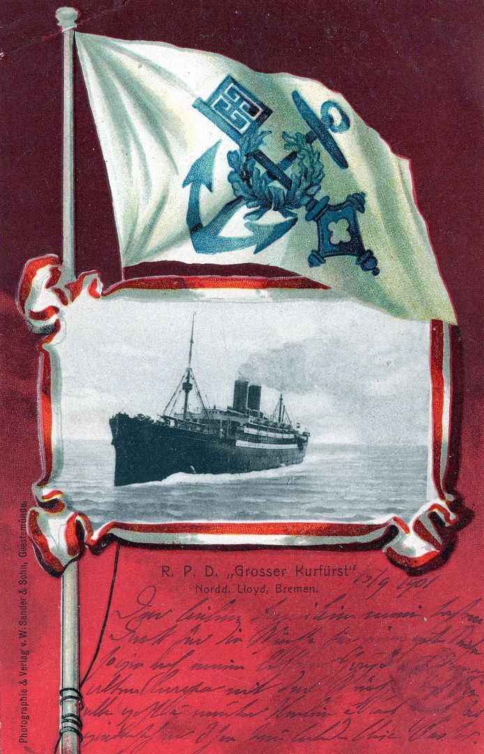 R.P.D. Grosser Kurfurst Postcard - Norddeutscher Lloyd Bremen - udb - 1901