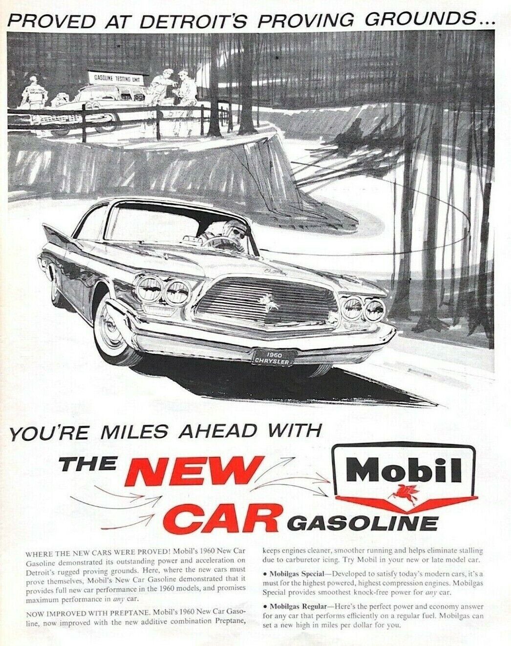 1959 Mobil Gasoline Vintage Print Ad You\'re Miles Ahead With The New Car 