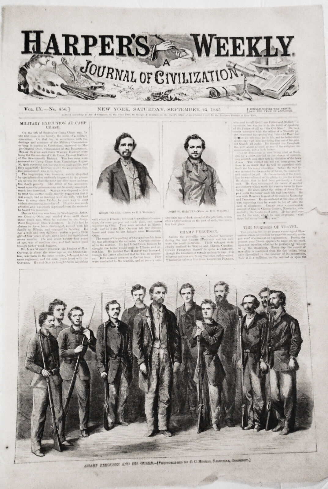 Champ Ferguson and his Guard - Harper's Weekly, September 23, 1865 - Original
