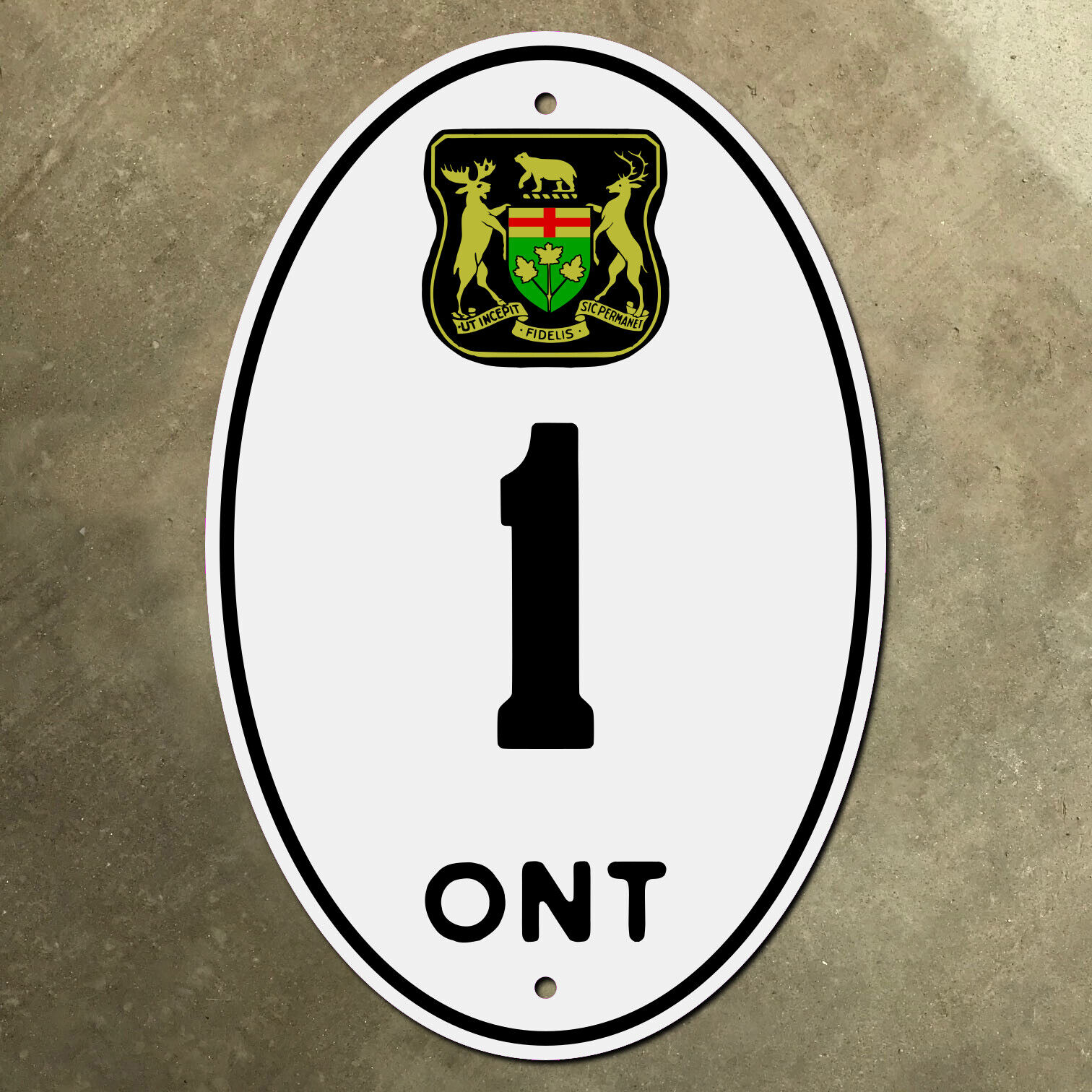 Ontario northern development highway 1 route marker road sign Canada crest 1932