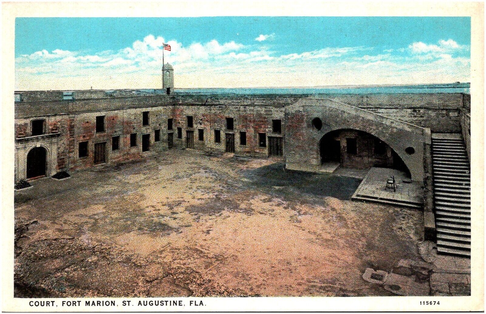 Court & Ramp at Fort Marion St. Augustine Florida FL 1920s Postcard Unused