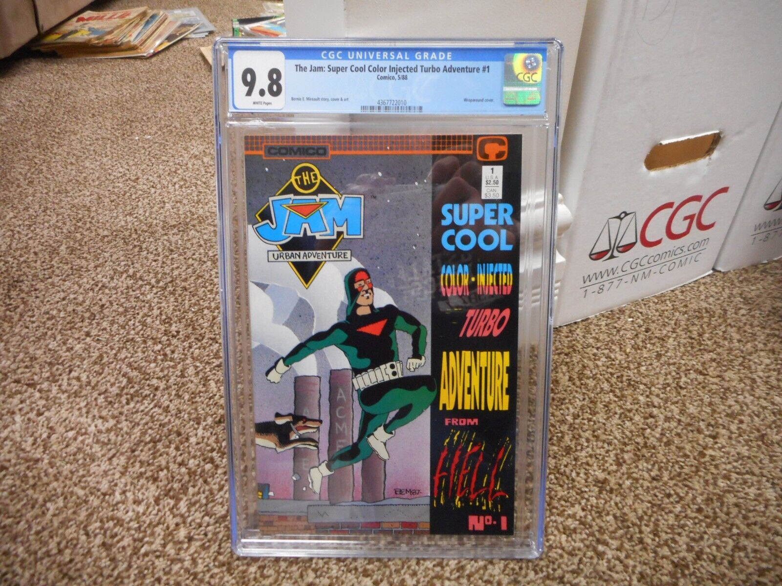 The Jam Super Cool Color Injected Turbo Adventure 1 cgc 9.8 Comico 1988 WHITE pg