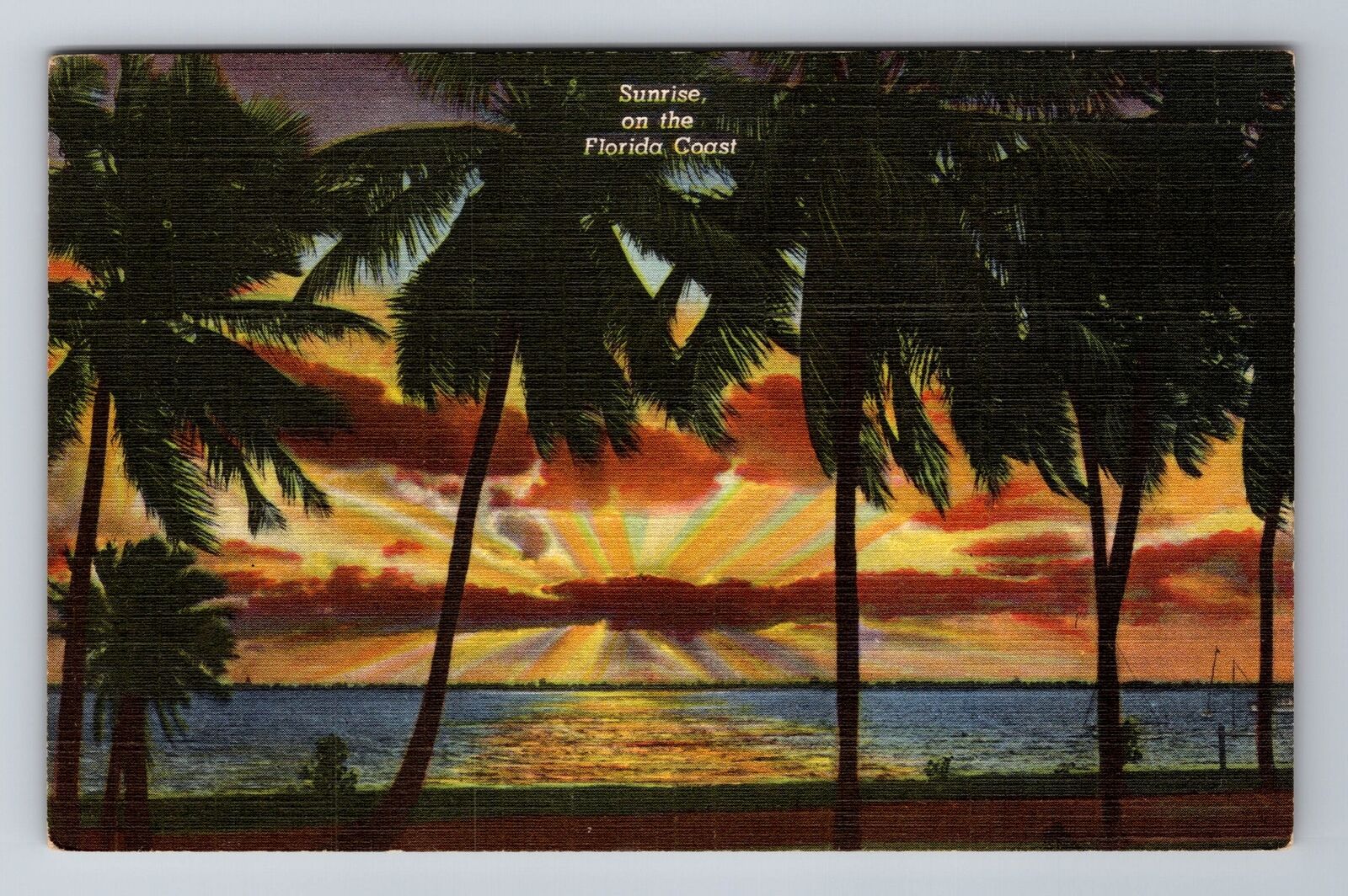 FL-Florida, Colorful Sunrise On The Florida Coast, Antique Vintage Postcard