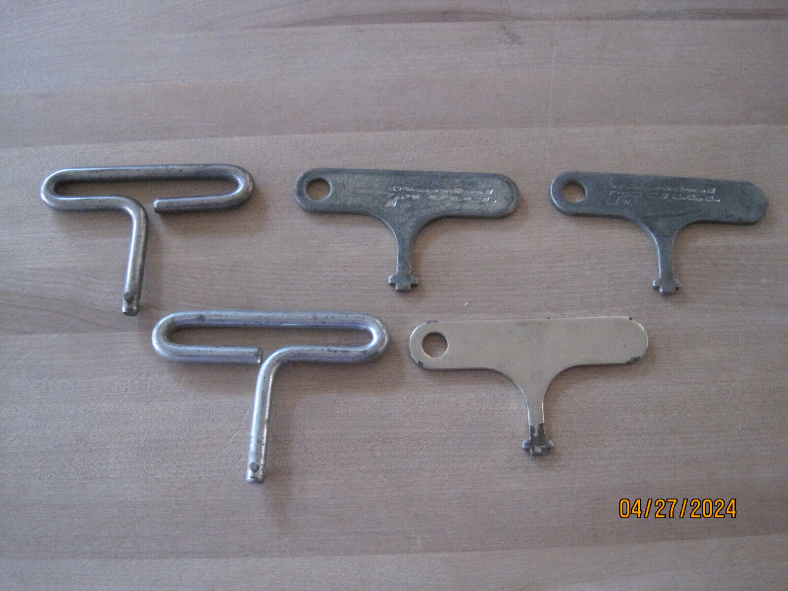 LOT OF 5--STEEL PAYPHONE T KEY T-KEY PAY PHONE WRENCH ACCESS TOOLS--2 ARE PROTEL