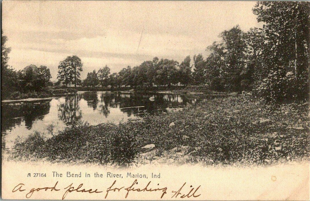 1907. THE BEND IN THE RIVER. MARION, IND. POSTCARD. ZT24