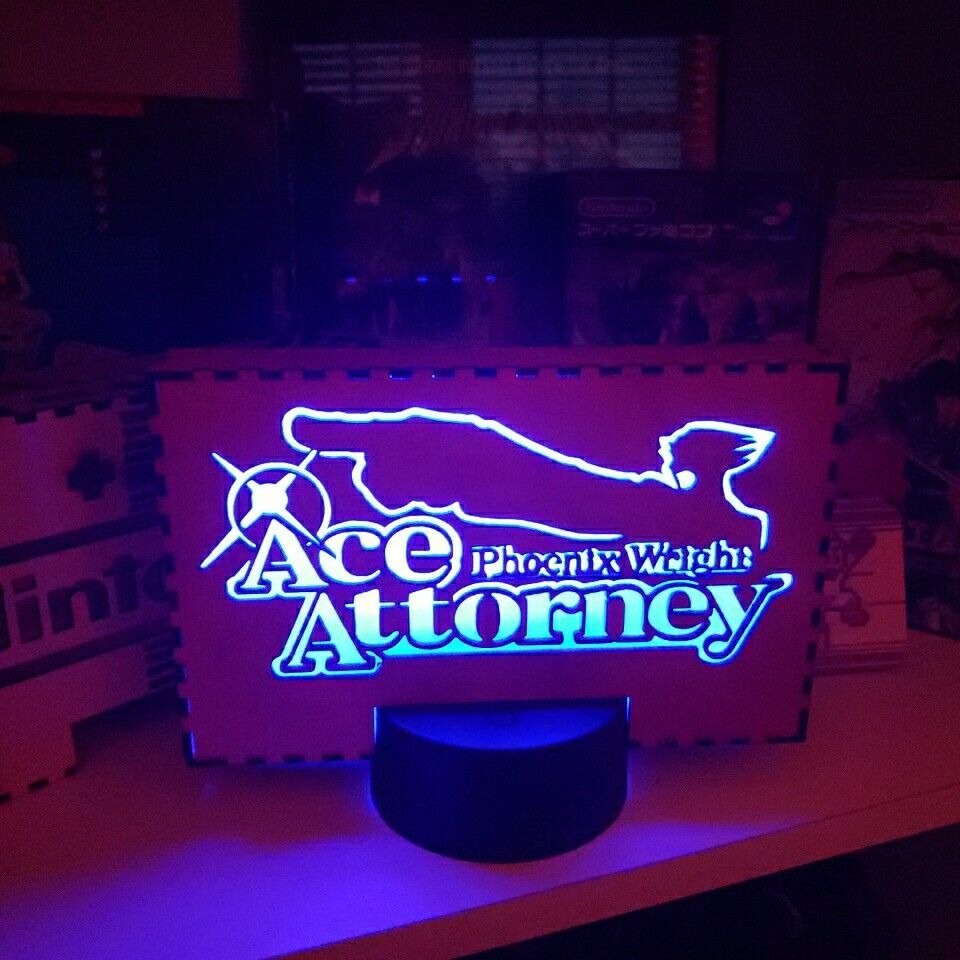 Phoenix Wright Ace Attorney 16color LED LIGHT Cherry Finish Video Game Sign