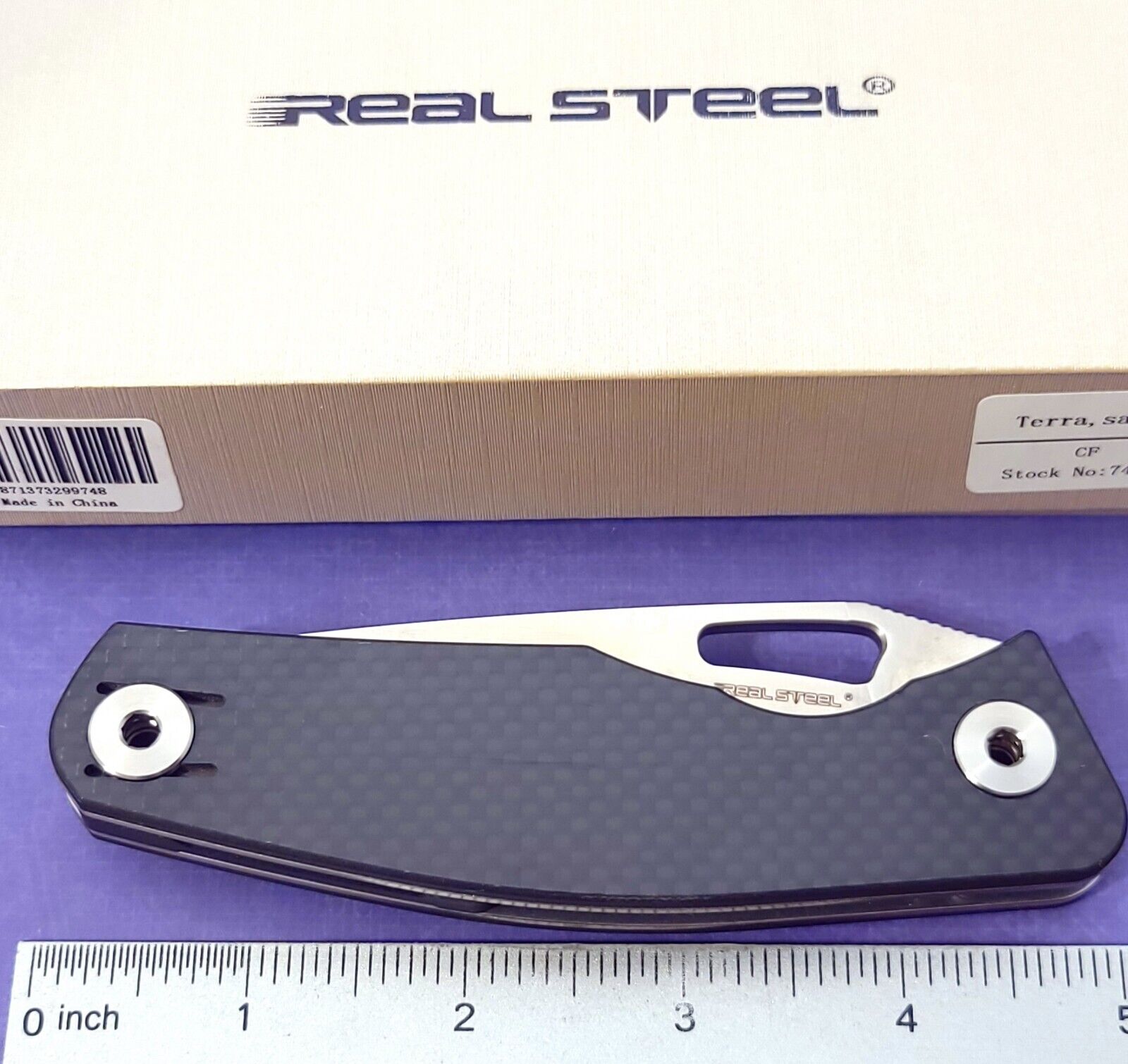 Real Steel Knife Terra Tactical Liner Lock Carbon Fiber Handles 14C28N Blade