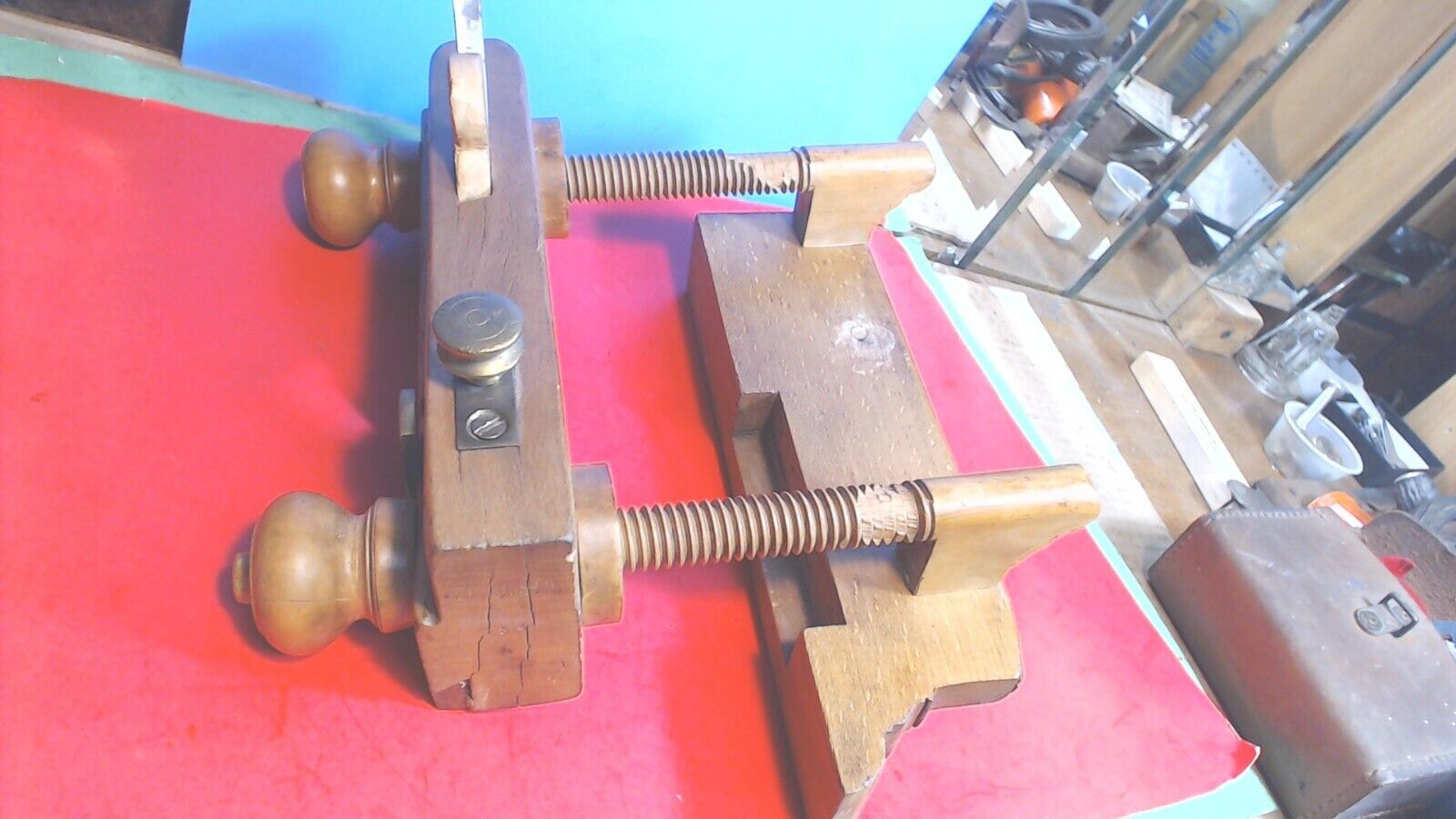 Vintage--Antique--J-C-S ? -Double wood screw Plow Plane-? --No.154