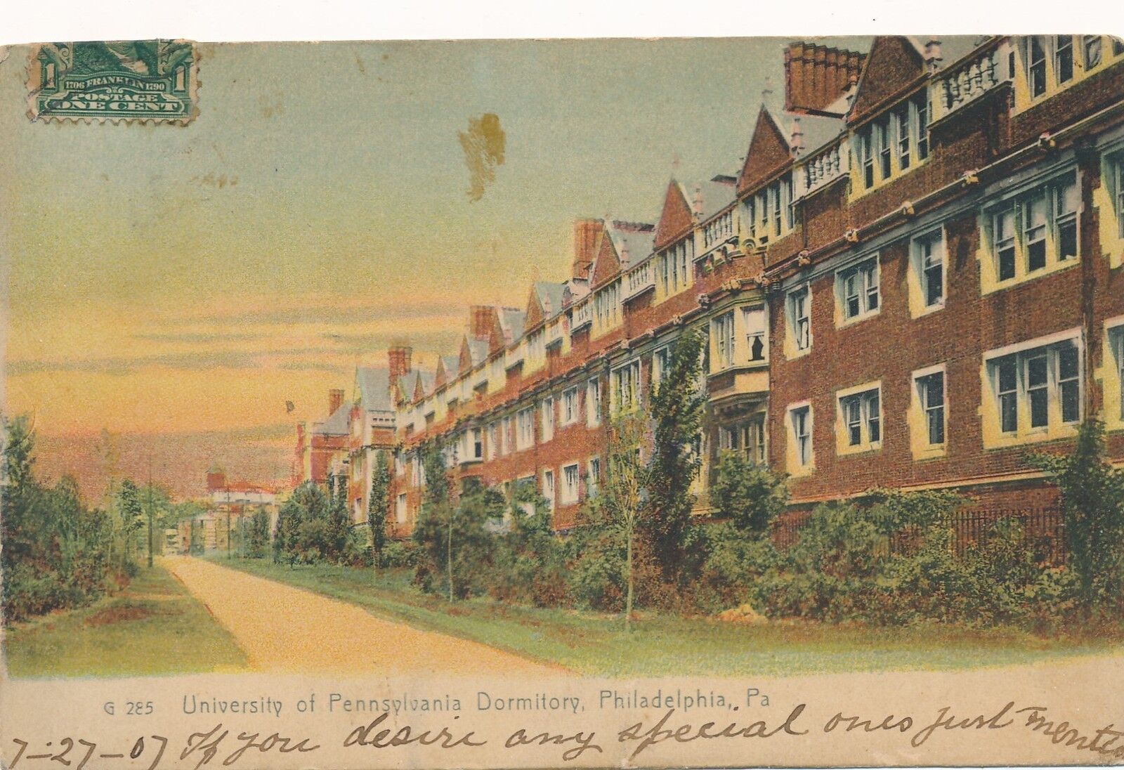 PHILADELPHIA PA – University of Pennsylvania Dormitory – udb - 1907