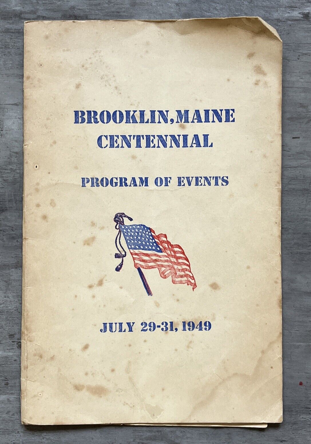 Brooklin Maine Centennial Program Of Events July 29-31, 1949 Historical Original