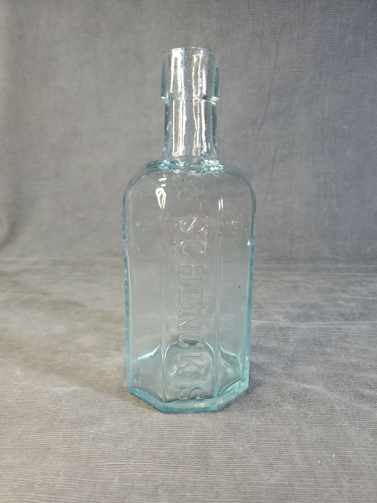 Antique Schneck\'s Pulmonic Syrup Bottle, PHILADA, Late 19th Cent., Bubbles