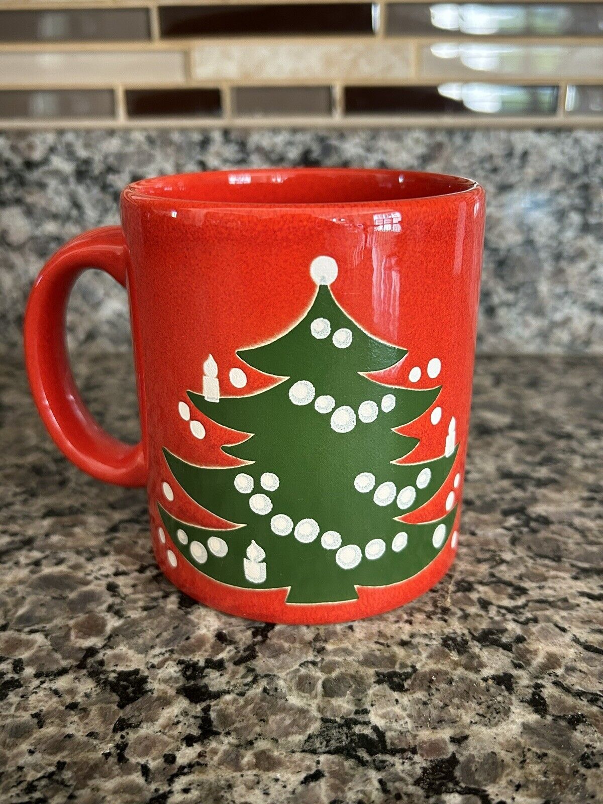 Vintage Waechtersbach Red Christmas Tree Holiday Ceramic Coffee Mug Cup Germany