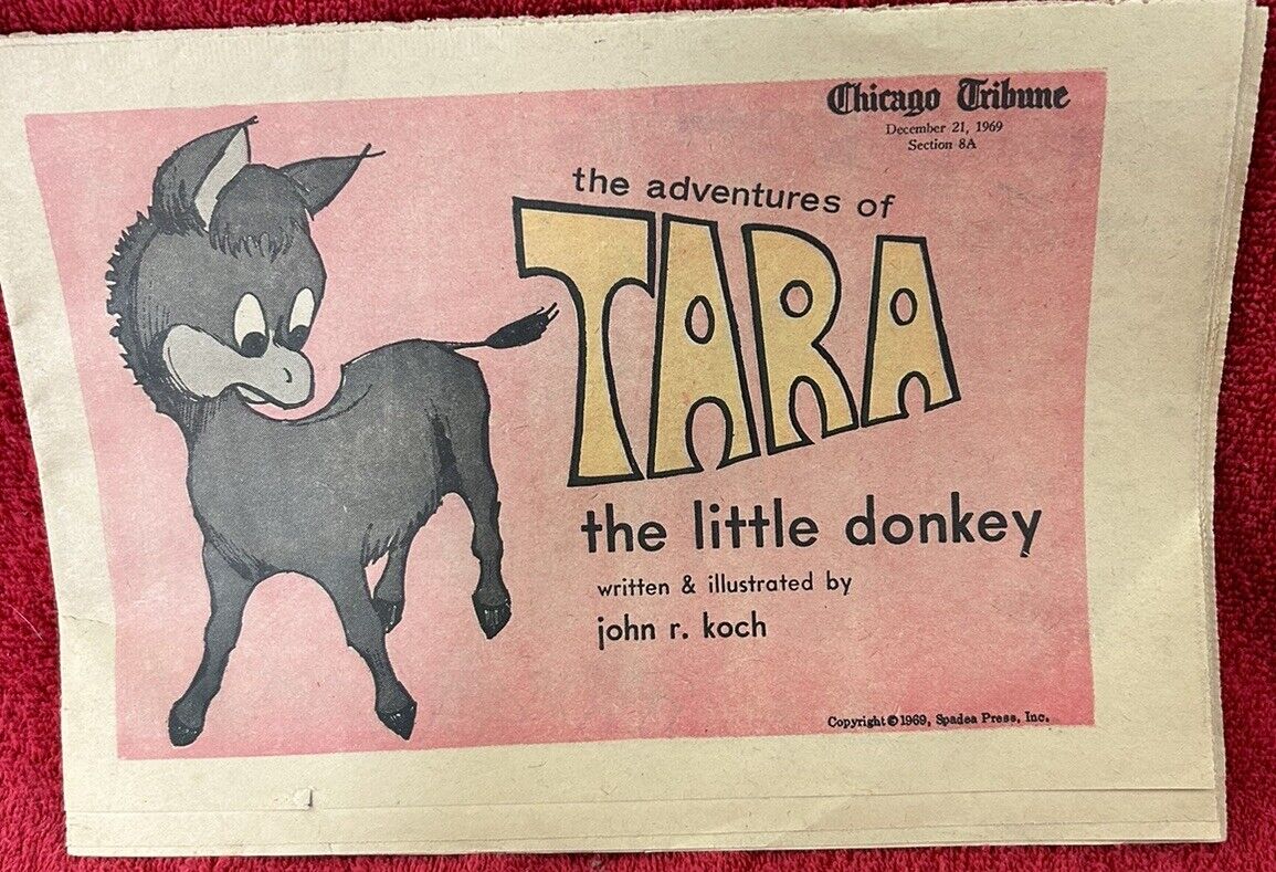 Vtg Dec 21 1969 Chicago Tribune Pull-Out Children's Comic TARA THE LITTLE DONKEY