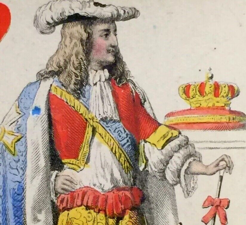 King Louis XIV c1850 Antique Playing Cards Artisan Hand Painted scarce Single