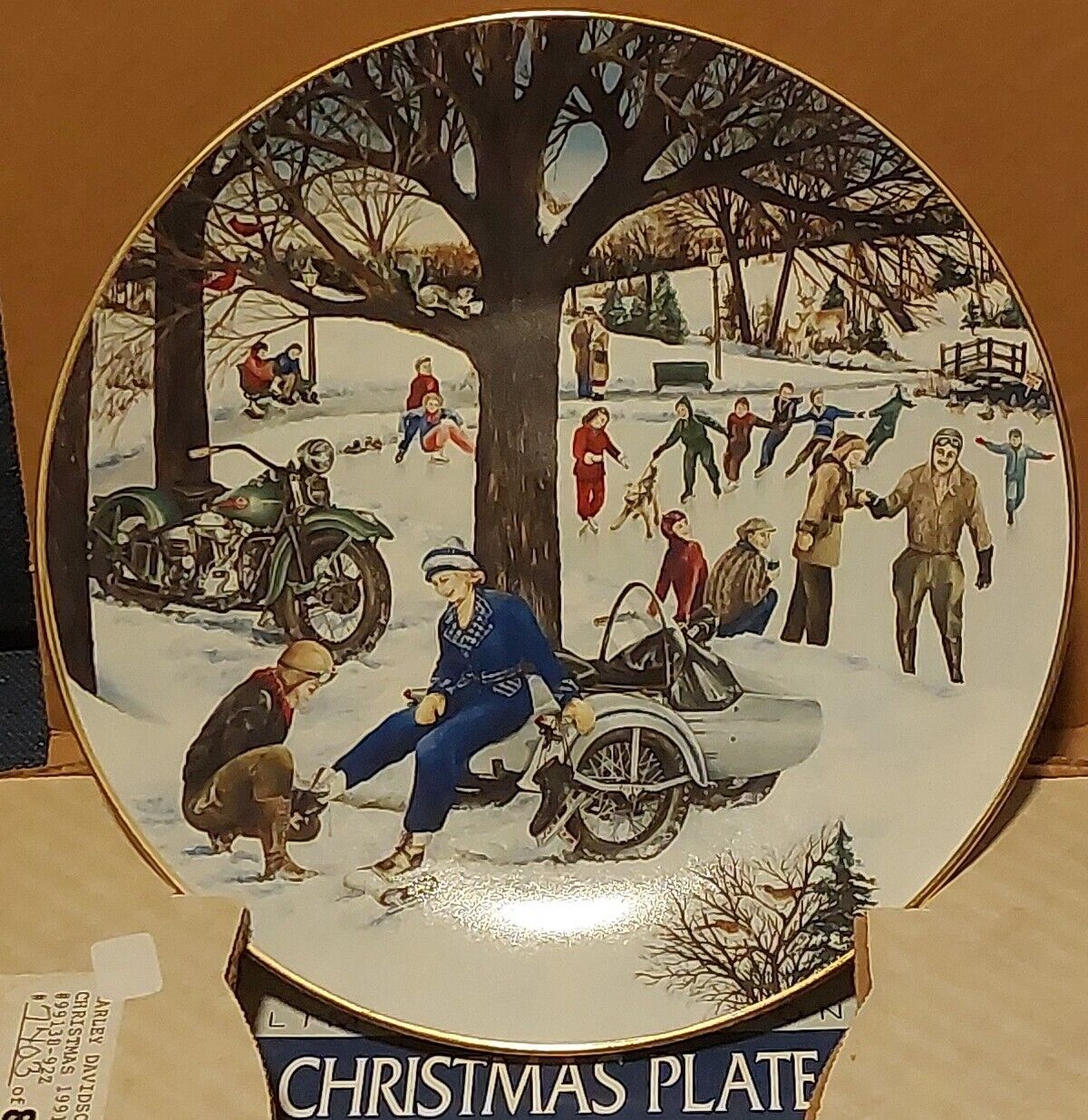 1991 HARLEY DAVIDSON CHRISTMAS PLATE VINTAGE AND RARE LTD. EDITION NEW IN BOX