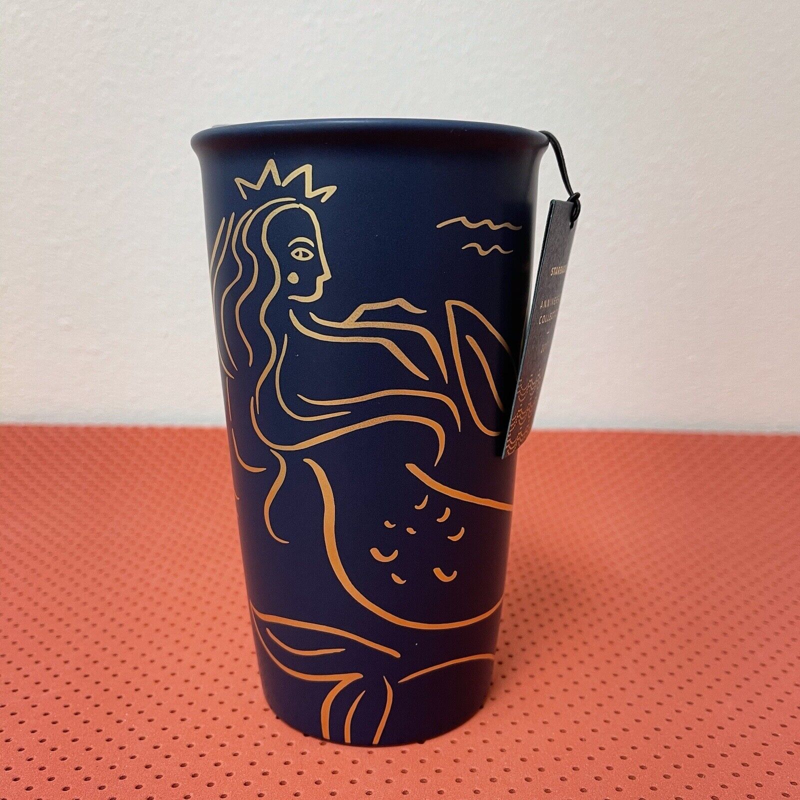Starbucks Anniversary Mug Navy Ceramic Siren Mermaid 12 Oz Travel Tumbler 2017