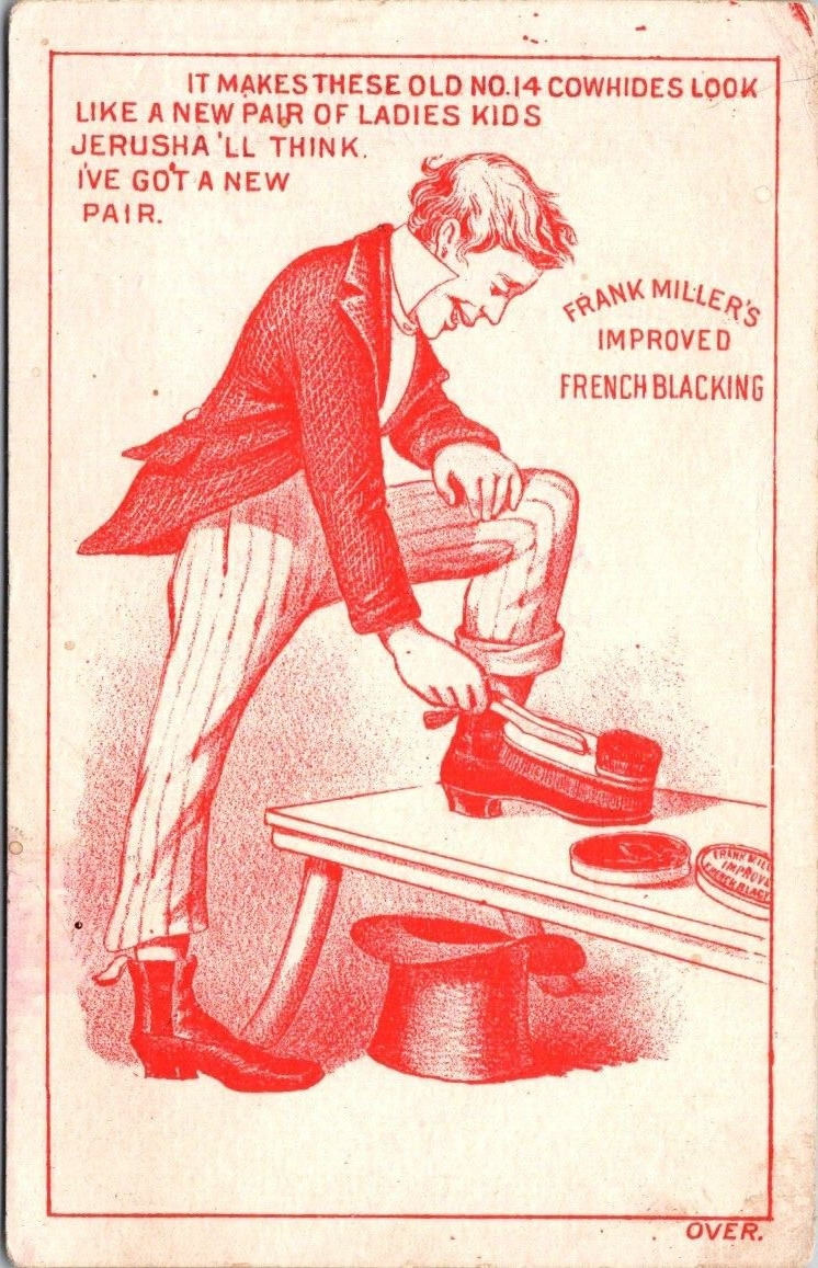 c1880s-1900s Frank Millers Shoe Blacking McKeesport PA Victorian Era Trade Card