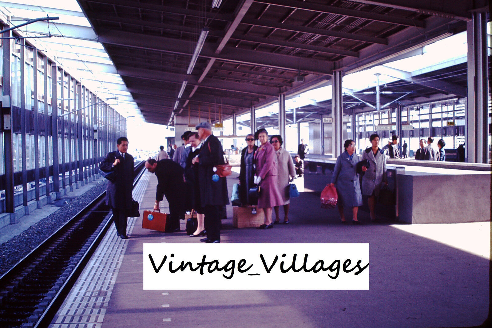 Lot of 5 Vintage Japan Train Station Ektachrome Kodak Slides (1454/5,57,58,1474)