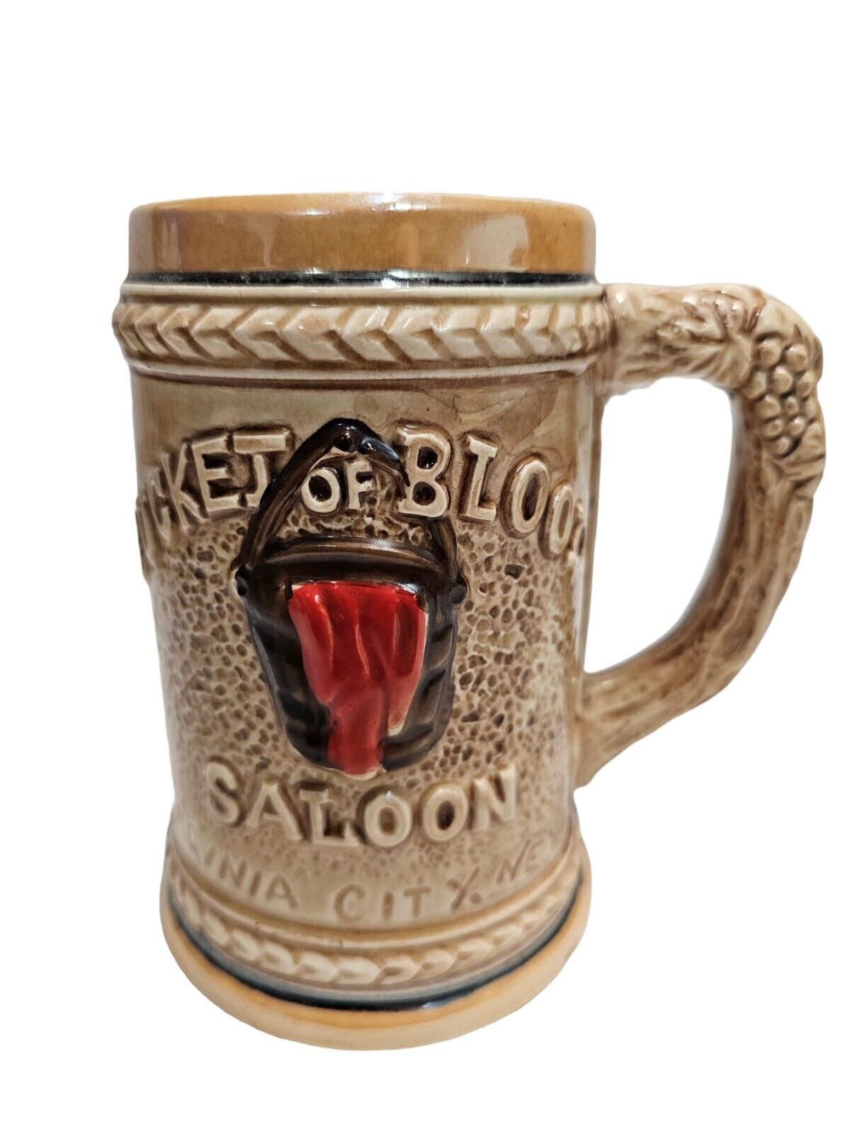 Vintage Bucket Of Blood Saloon Prospector Beer Stein Mug Virginia City Nevada