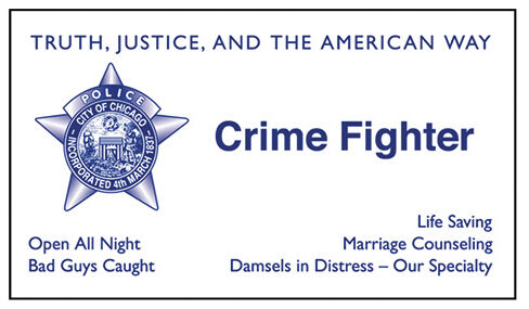 CHICAGO POLICE NOVELTY BUSINESS CARDS SET of 25: Crime Fighter (Blue) - Free S&H