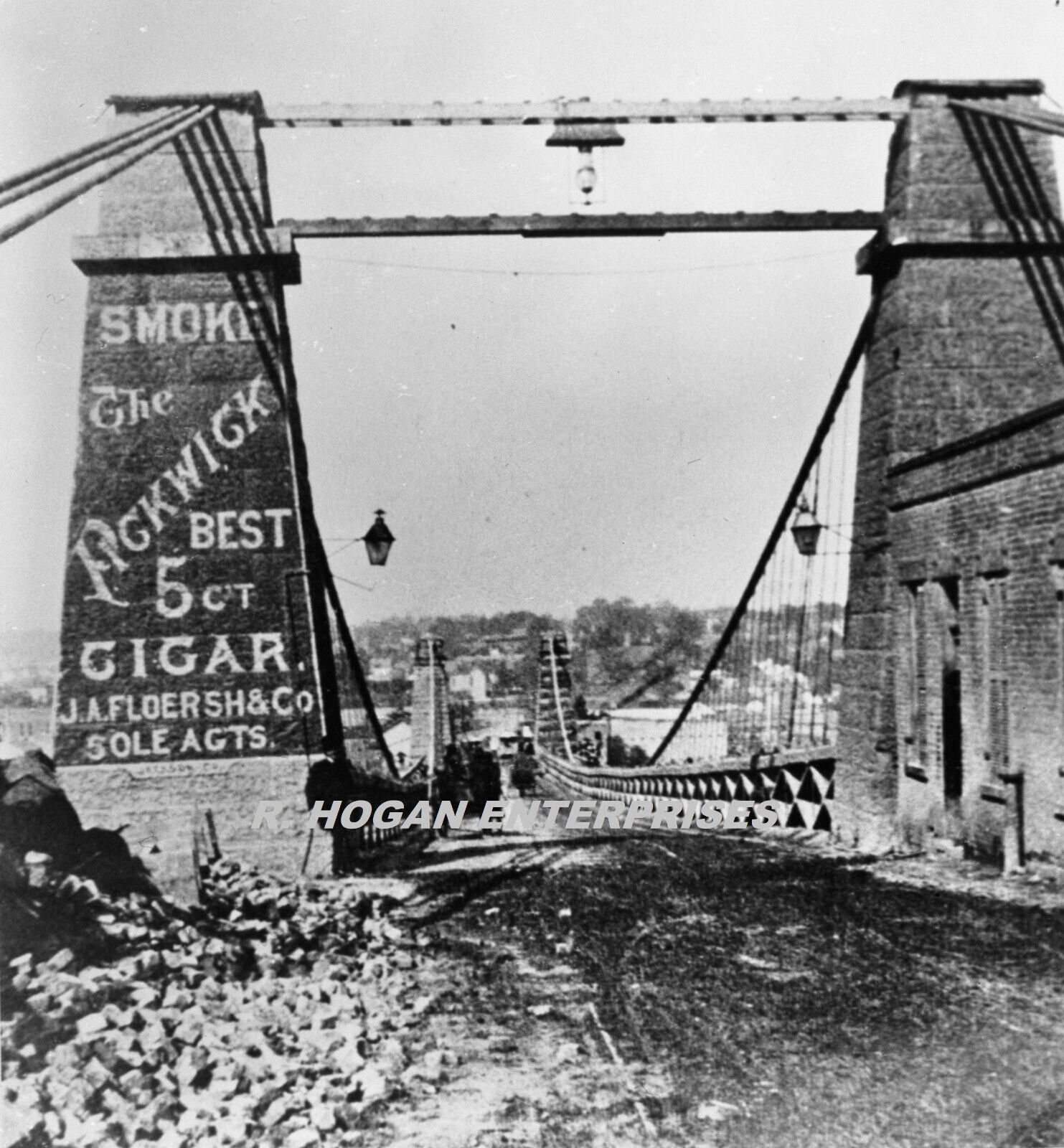 C. 1860\'S OLD SWINGING BRIDGE CUMBERLAND RIVER NASHVILLE TN 5X7 PHOTO G215
