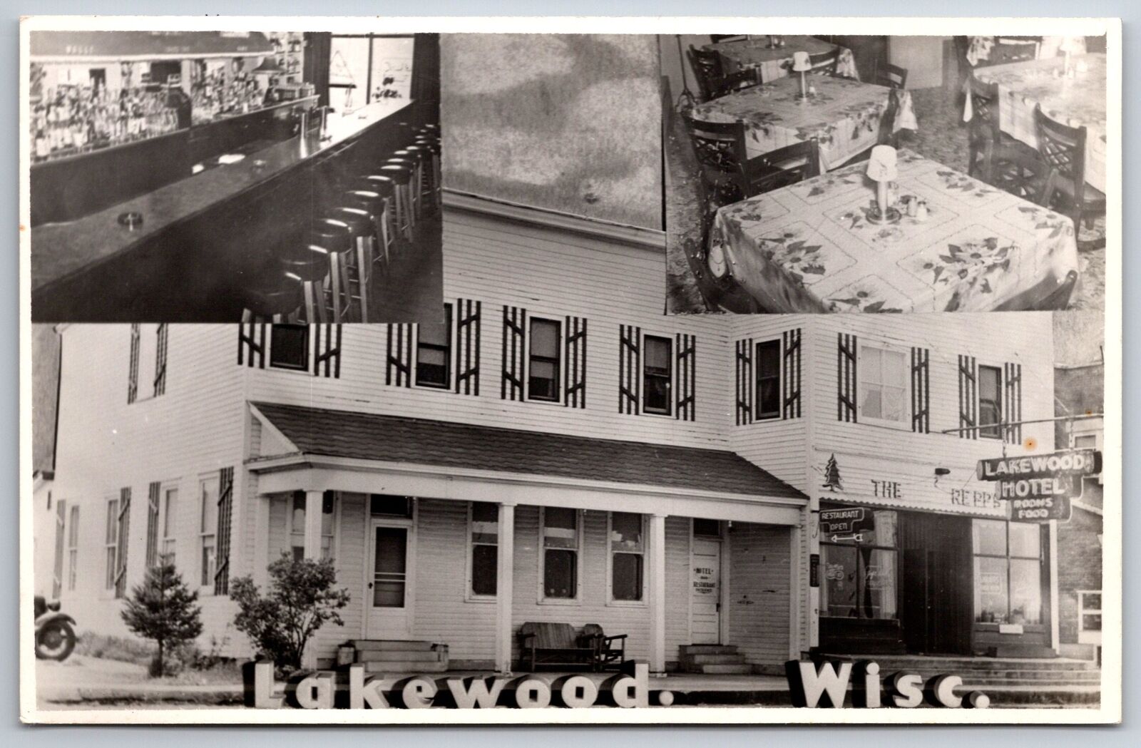 Lakewood Wisconsin~Lakewood Hotel & Interior Views~Bar~1950s RPPC