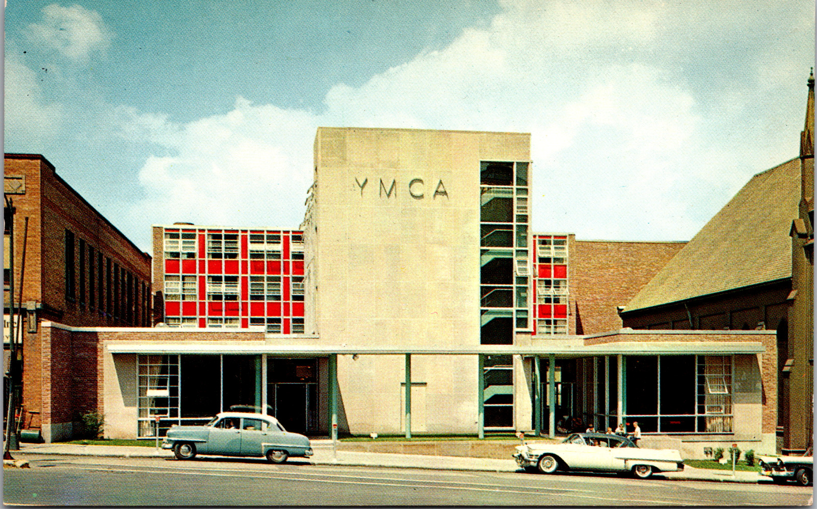 Vintage C. 1960\'s YMCA Building, Classic Cars, Utica New York NY Postcard