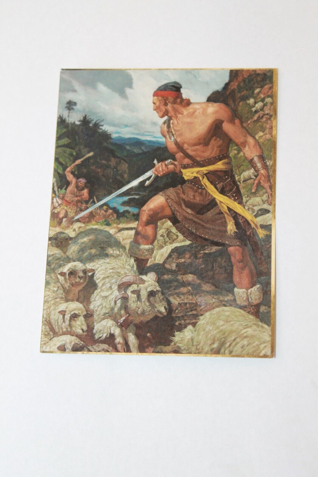 LDS Art Card Arnold Friberg Mormon Lamoni Ammon Defends Flocks Alma Deseret Book