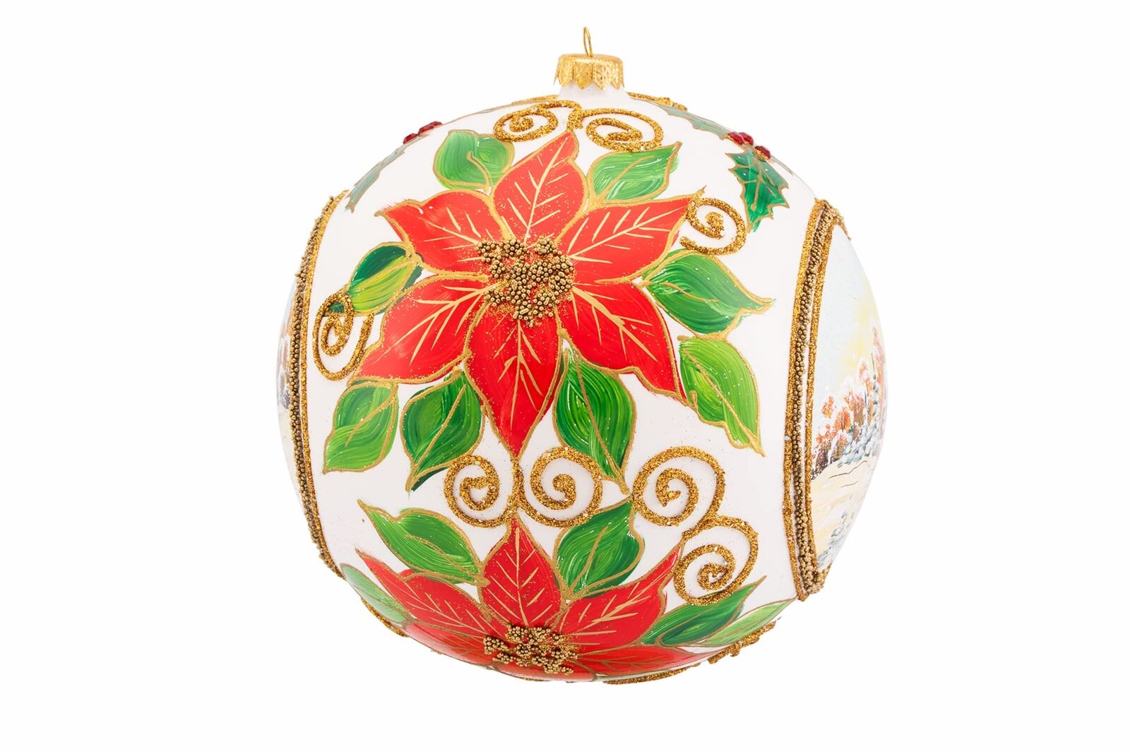 Polish Gallery Large Christmas Ornament Winter Charm View with Red Poinsettia...