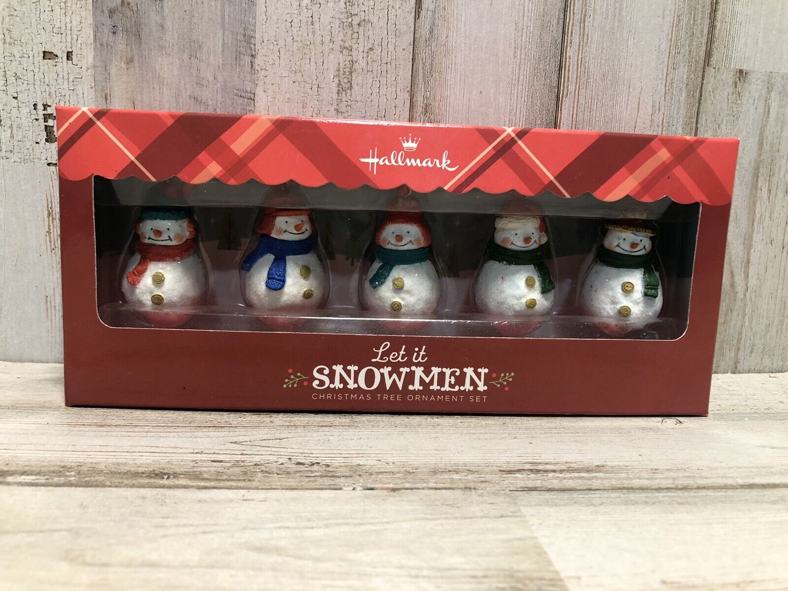 Set of 5 Hallmark Let It Snowmen Christmas Tree Mini Ornament Set NEW