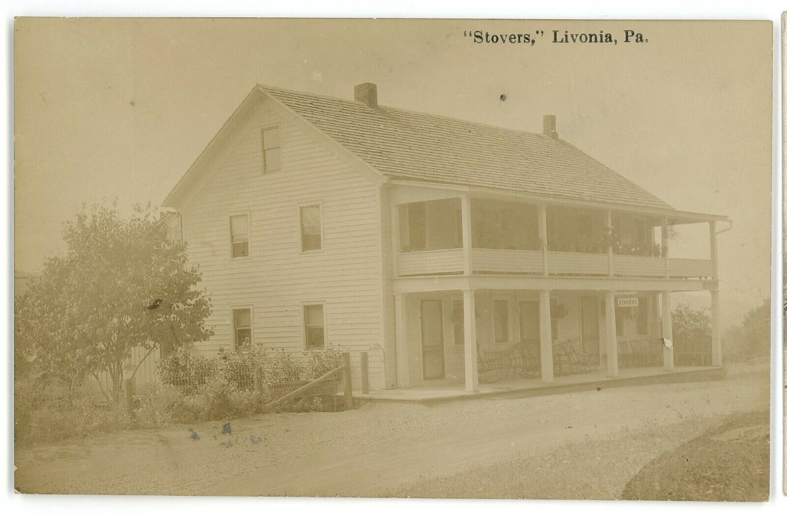RPPC Stovers Store Hotel LIVONIA PA Centre County Real Photo Postcard