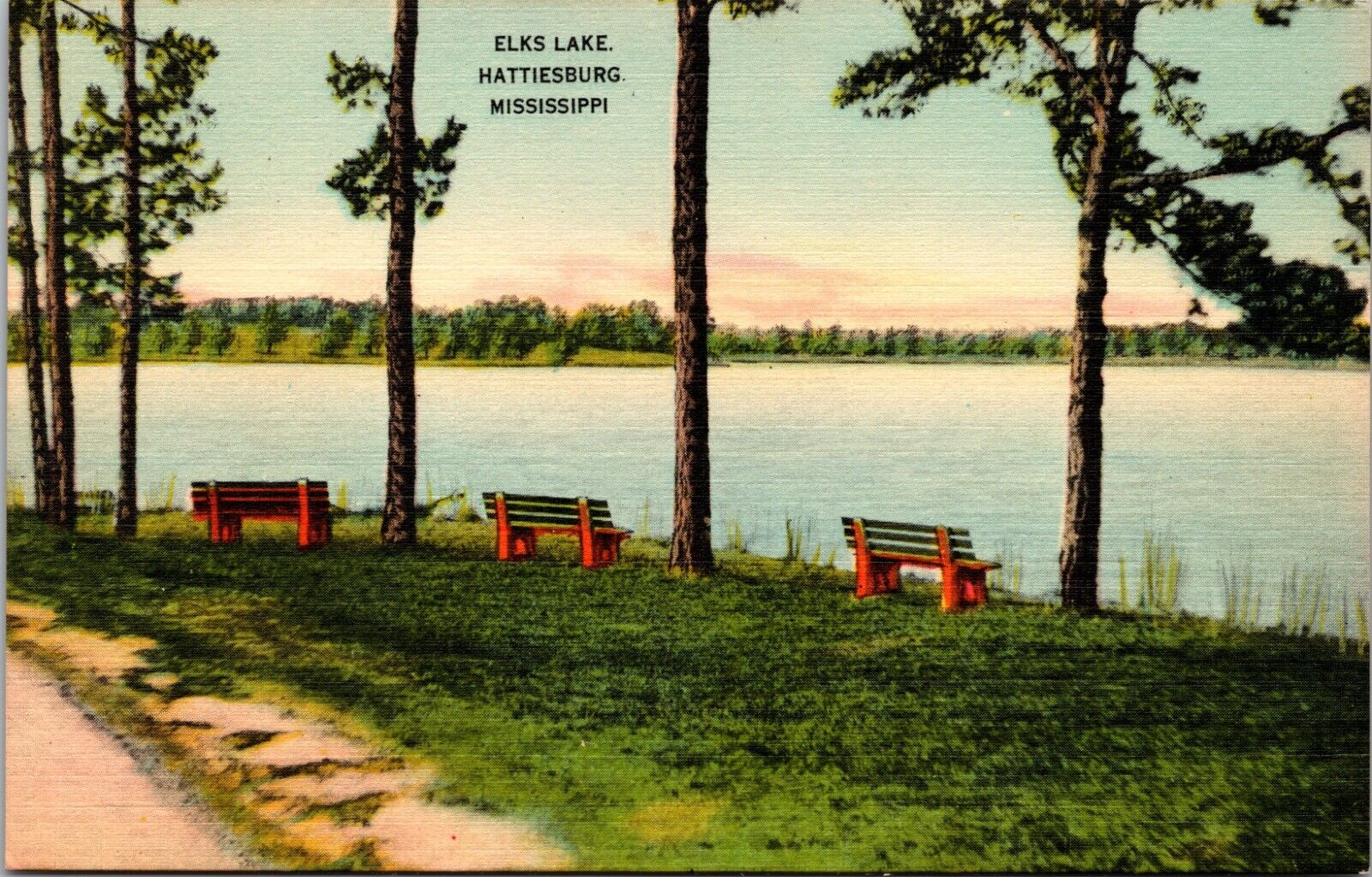 Elks Lake, Hattiesburg, Mississippi - Postcard