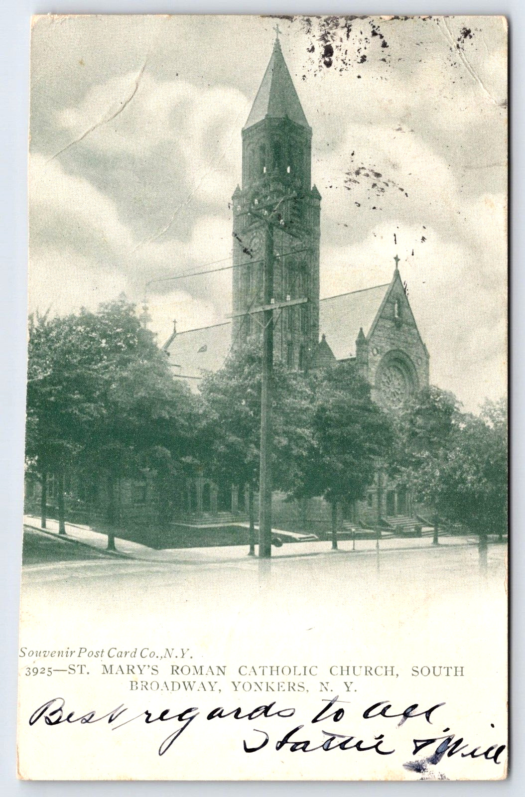 Original Vintage Outdoor Postcard St. Mary\'s Catholic Church New York City 1905