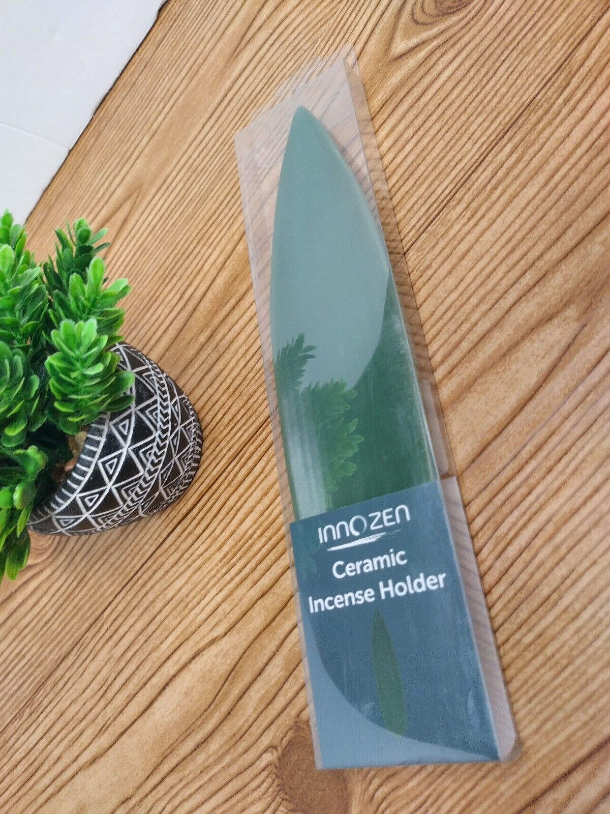  Incense Holder Ceramic Green Leaf By Innozen New