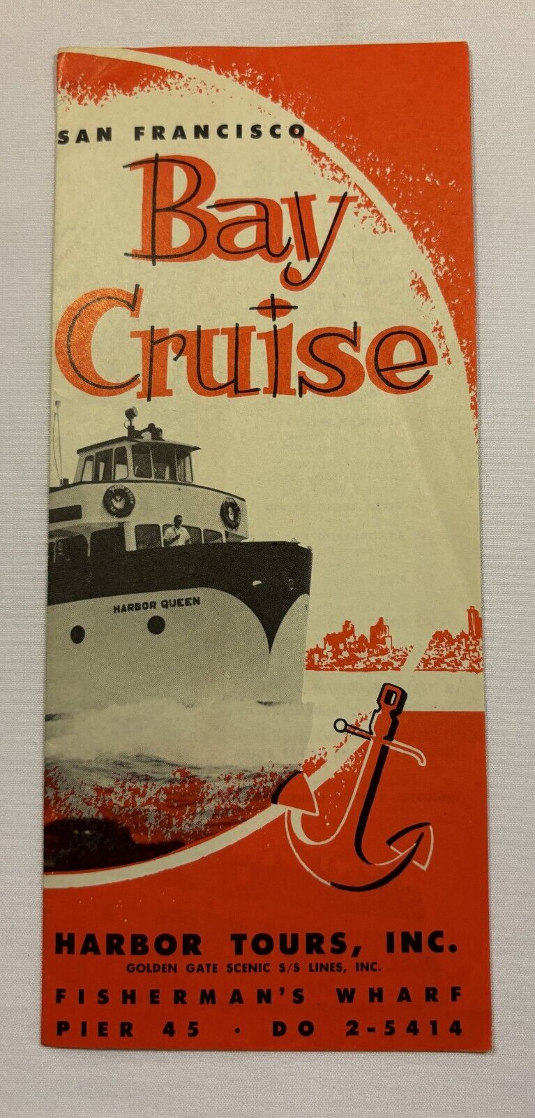 1950\'S SAN FRANCISCO, CALIFORNIA BAY CRUISE FOLDOUT BROCHURE ~ HARBOR TOURS INC.