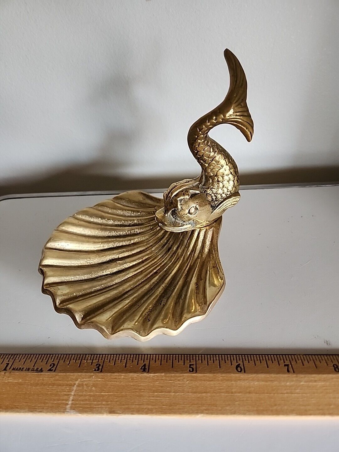 Vintage SOLID Brass  Koi Fish Clamshell Soap Dish  NAUTICAL COTTAGE, CABIN DECOR