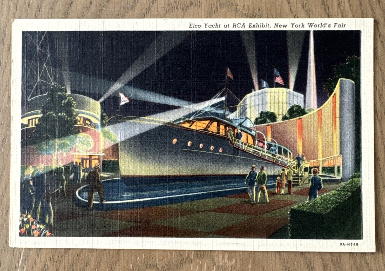 Postcard  Elco Yacht at RCA Exhibit, New York World\'s Fair VTG At Night DD