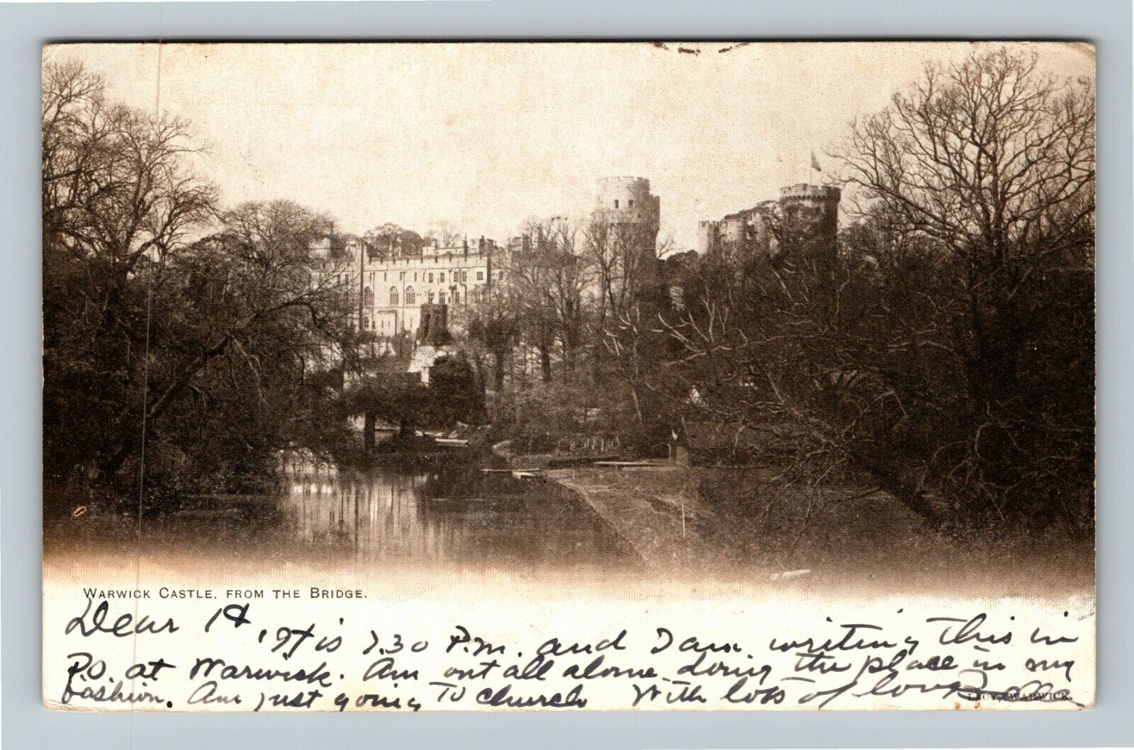 Warwick United Kingdom Warwick Castle From Bridge Vintage Postcard