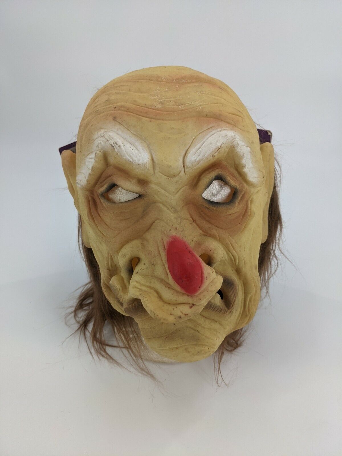Vintage Halloween Mask Clown With Hair Wrinkly Old NWT
