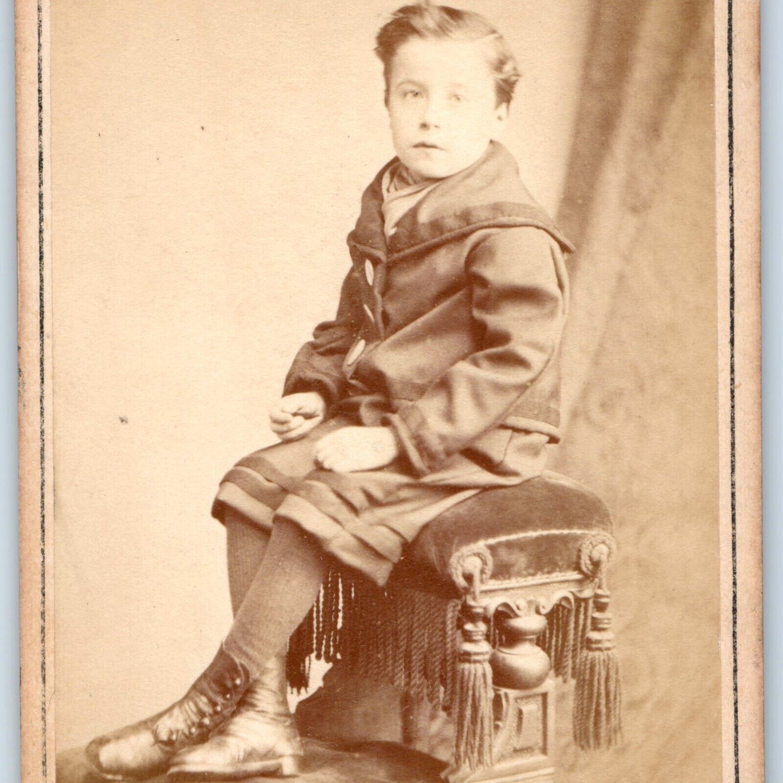 c1874 London, England Boy in Dress CdV Photo Card Forest Hill Royal Queen H16