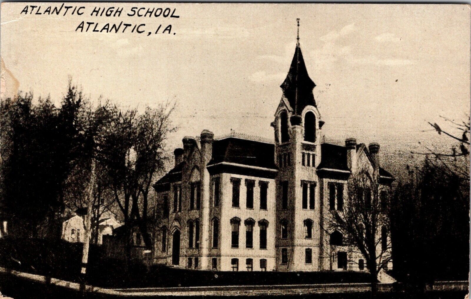 Atlantic, Iowa Atkantic High School 1911 Antique Postcard J118