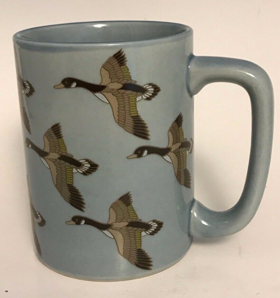 RARE Otagiri Japan 10 oz. Coffee Mug~Blue w/ Canadian Geese flying~large handle