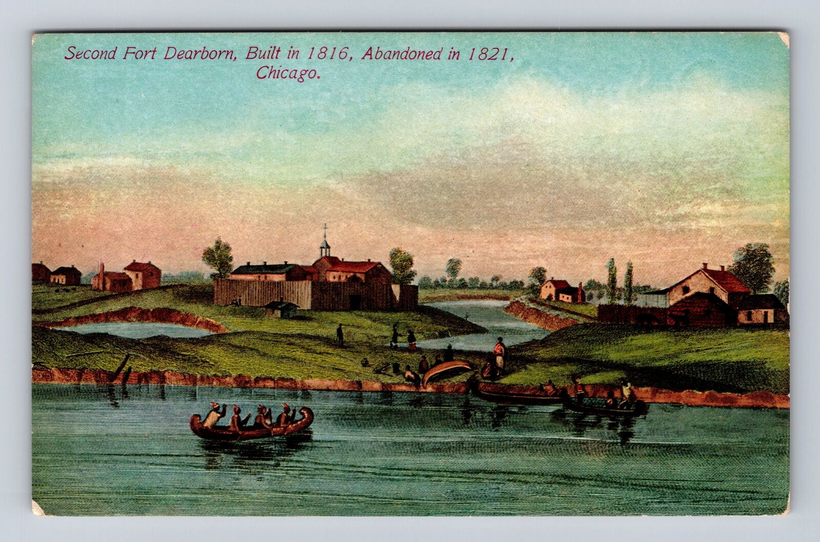 Chicago IL-Illinois, Second Fort Dearborn, Antique, Vintage Postcard