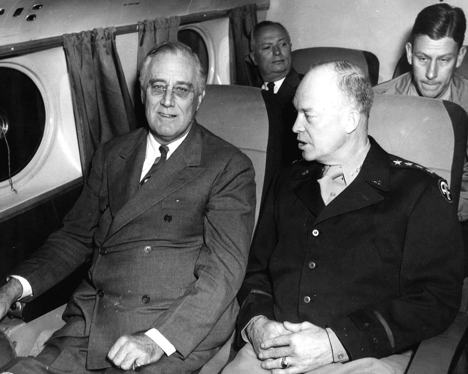 President FRANKLIN ROOSEVELT with General Dwight Eisenhower  in Flight PHOTO