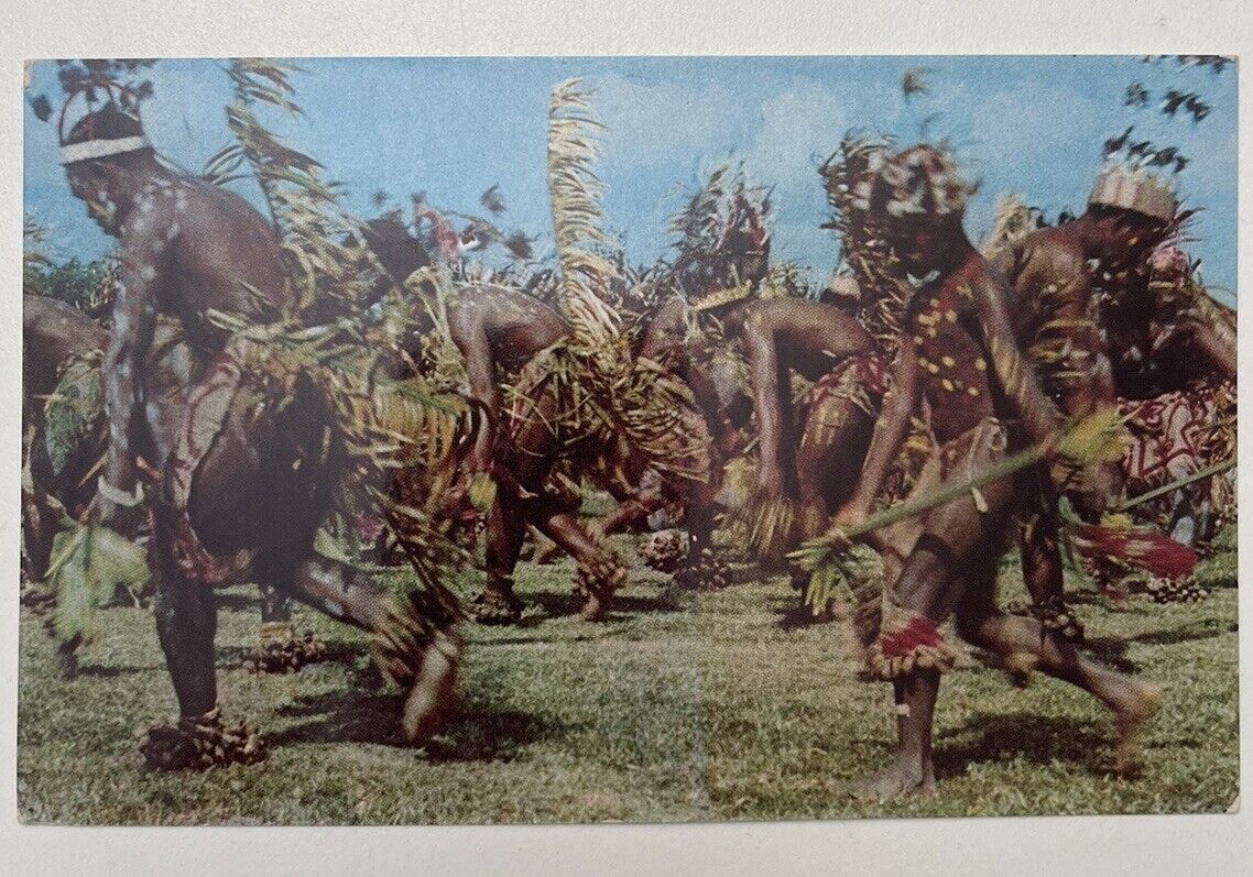 Vtg Vanuatu New Hebrides Santo Postcard 60s Custom Dancing Pentecost Island